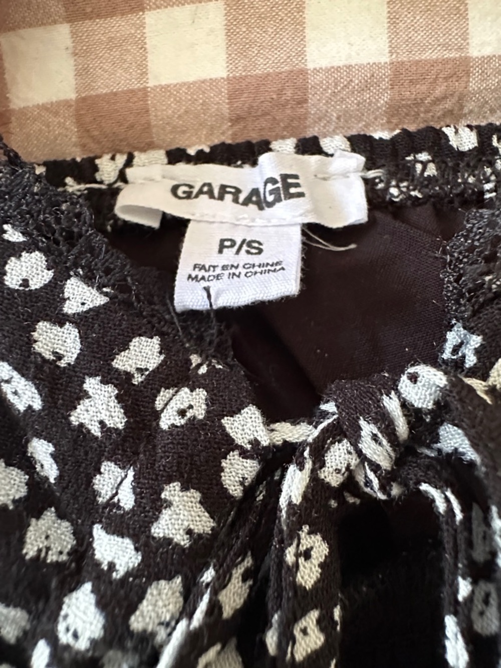 Garage Black & White Smocked Floral Ruffle Tank - Picture 3 of 3